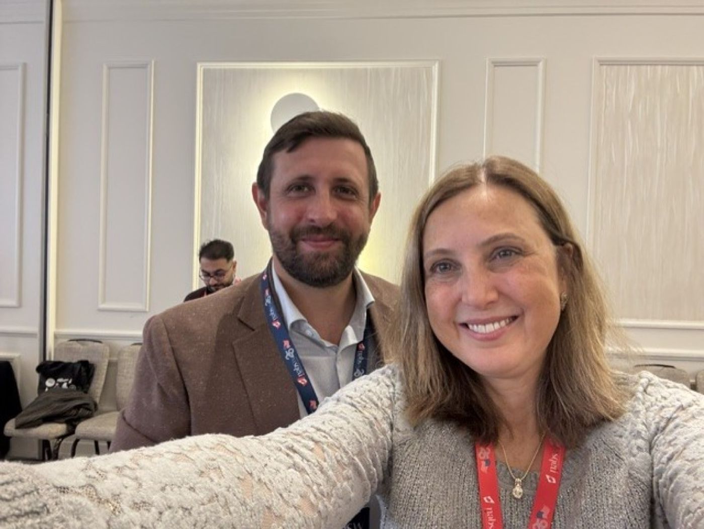 Filiz Altinoglu with a colleague at an independent schools conference