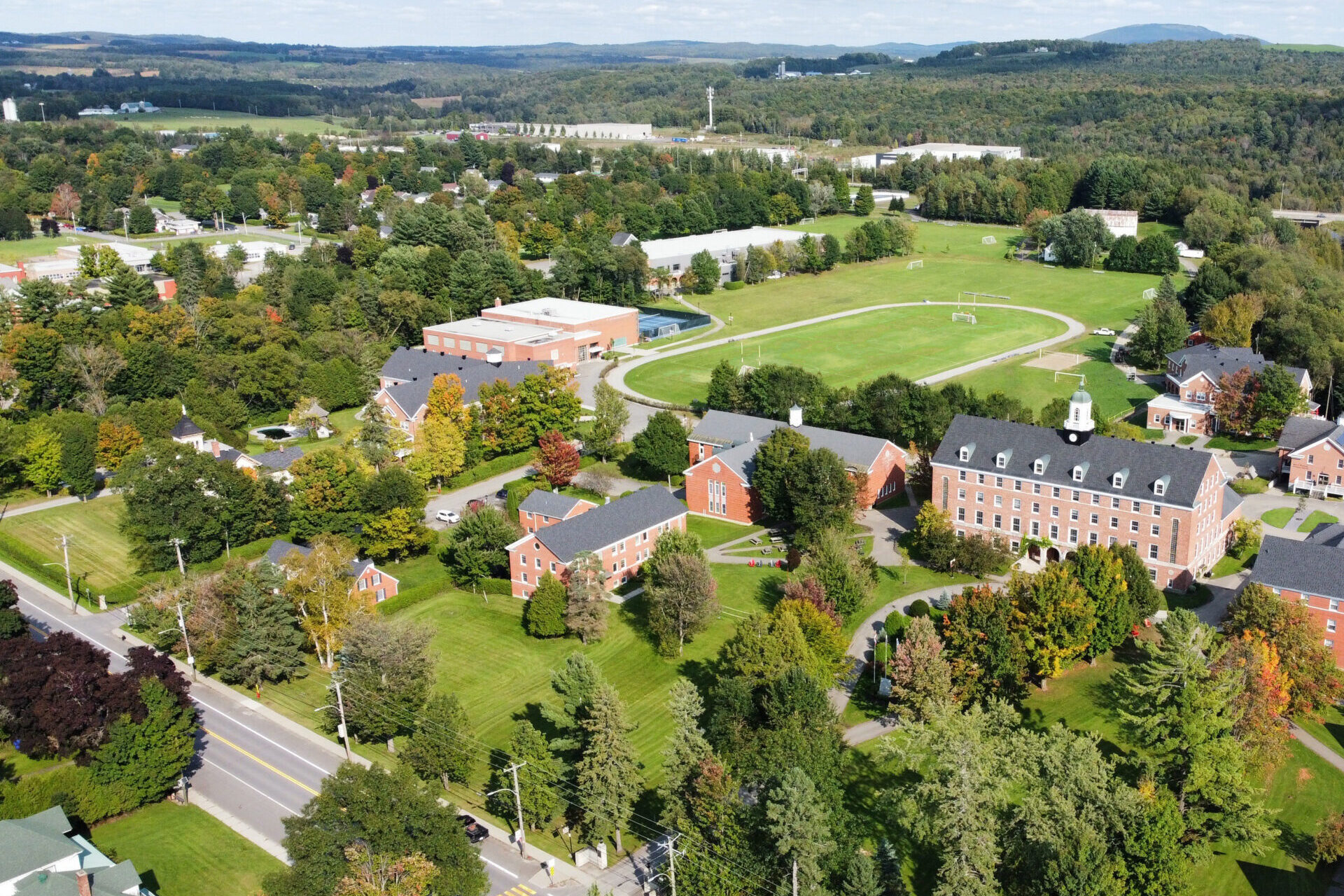 Aerial view of the campus at Stanstead College